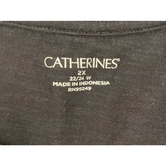 Catherines Black Short Sleeve T-Shirt With Sheer Bottom Size 2X Cotton/Modal - Picture 3 of 5